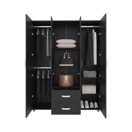 Closet Barilo Wengue 150x200cm Con Dos Cajones y Cuatro Entrepaños - CLOSETS | Bylmo