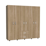 Closet Barilo Fresno Europeo y Wengue 200x200cm Con Dos Cajones y Cuatro Entrepaños - CLOSETS | Bylmo