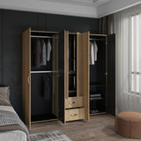 Closet Barilo Fresno Europeo y Wengue 200x200cm Con Dos Cajones y Cuatro Entrepaños - CLOSETS | Bylmo