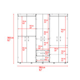 Closet Barilo Fresno Europeo y Wengue 200x200cm Con Dos Cajones y Cuatro Entrepaños - CLOSETS | Bylmo