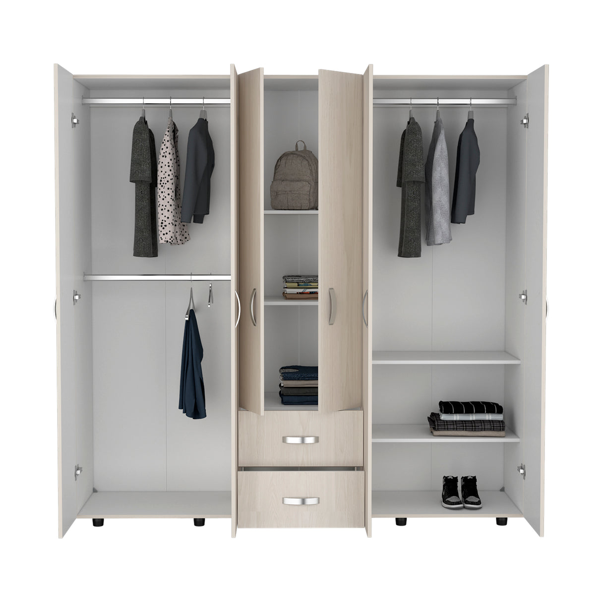Closet Barilo Niebla y Blanco 200x200cm Con Dos Cajones y Cuatro Entrepaños - CLOSETS | Bylmo