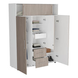 Closet Bigaf Bardolino y Blanco 160x204cm Con Tres Cajones y Cuatro Entrepaños - CLOSETS | Bylmo