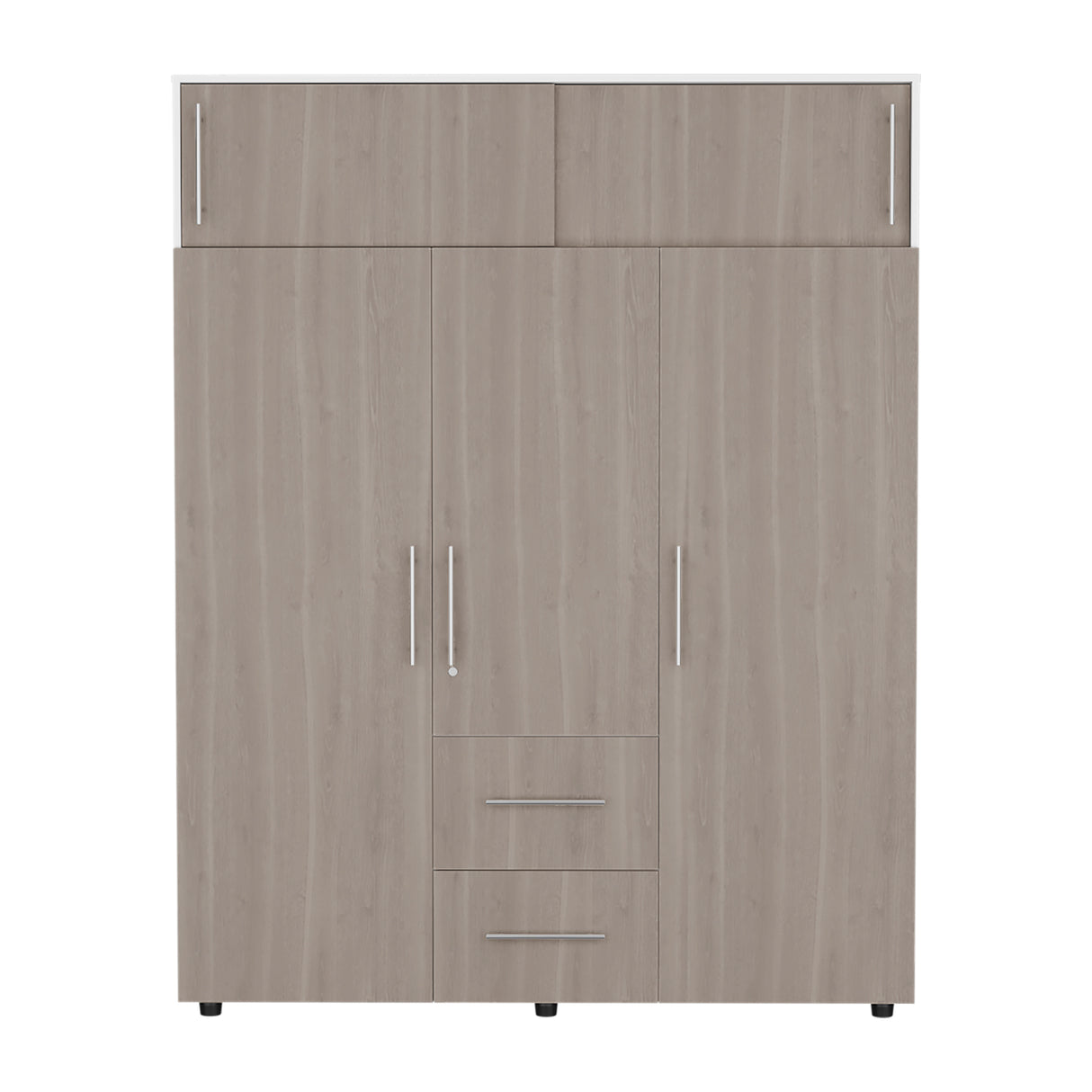 Closet Bigaf Bardolino y Blanco 160x204cm Con Tres Cajones y Cuatro Entrepaños - CLOSETS | Bylmo