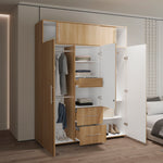 Closet Bigaf Fresno Europeo Y Blanco 160x204cm Con Tres Cajones Y Cuatro Entrepaños