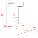 Closet Bigaf Fresno Europeo Y Blanco 160x204cm Con Tres Cajones Y Cuatro Entrepaños