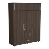 Closet Bigaf Milan y Wengue 160x204cm Con Tres Cajones y Cuatro Entrepaños - CLOSETS | Bylmo
