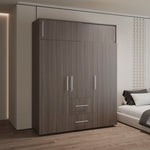 Closet Bigaf Milan Y Wengue 160x204cm Con Tres Cajones Y Cuatro Entrepaños