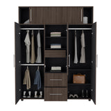 Closet Bigaf Milan y Wengue 160x204cm Con Tres Cajones y Cuatro Entrepaños - CLOSETS | Bylmo