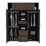 Closet Bigaf Milan Y Wengue 160x204cm Con Tres Cajones Y Cuatro Entrepaños