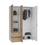 Closet Dassel Fresno Europeo Y Blanco 140x200cm Con Dos Cajones Y Dos Entrepaños