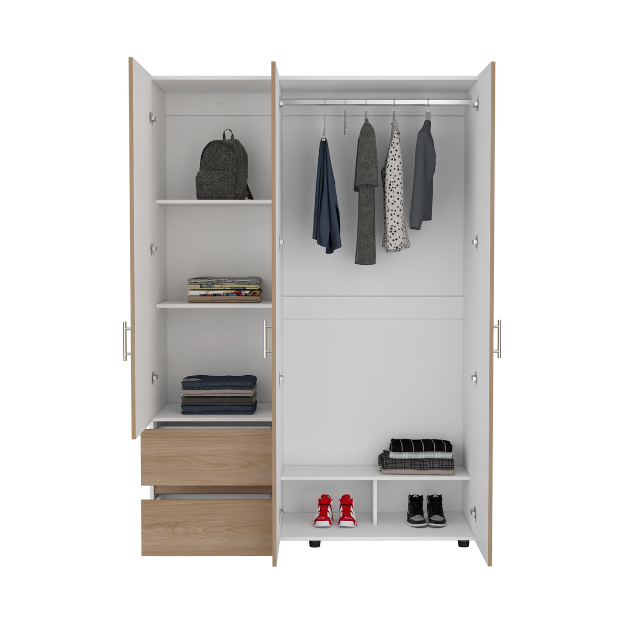 Closet Dassel Fresno Europeo y Blanco 140x200cm Con Dos Cajones y Dos Entrepaños - CLOSETS | Bylmo