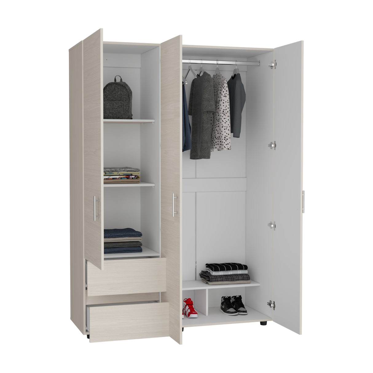 Closet Dassel Niebla y Blanco 140x200cm Con Dos Cajones y Dos Entrepaños - CLOSETS | Bylmo