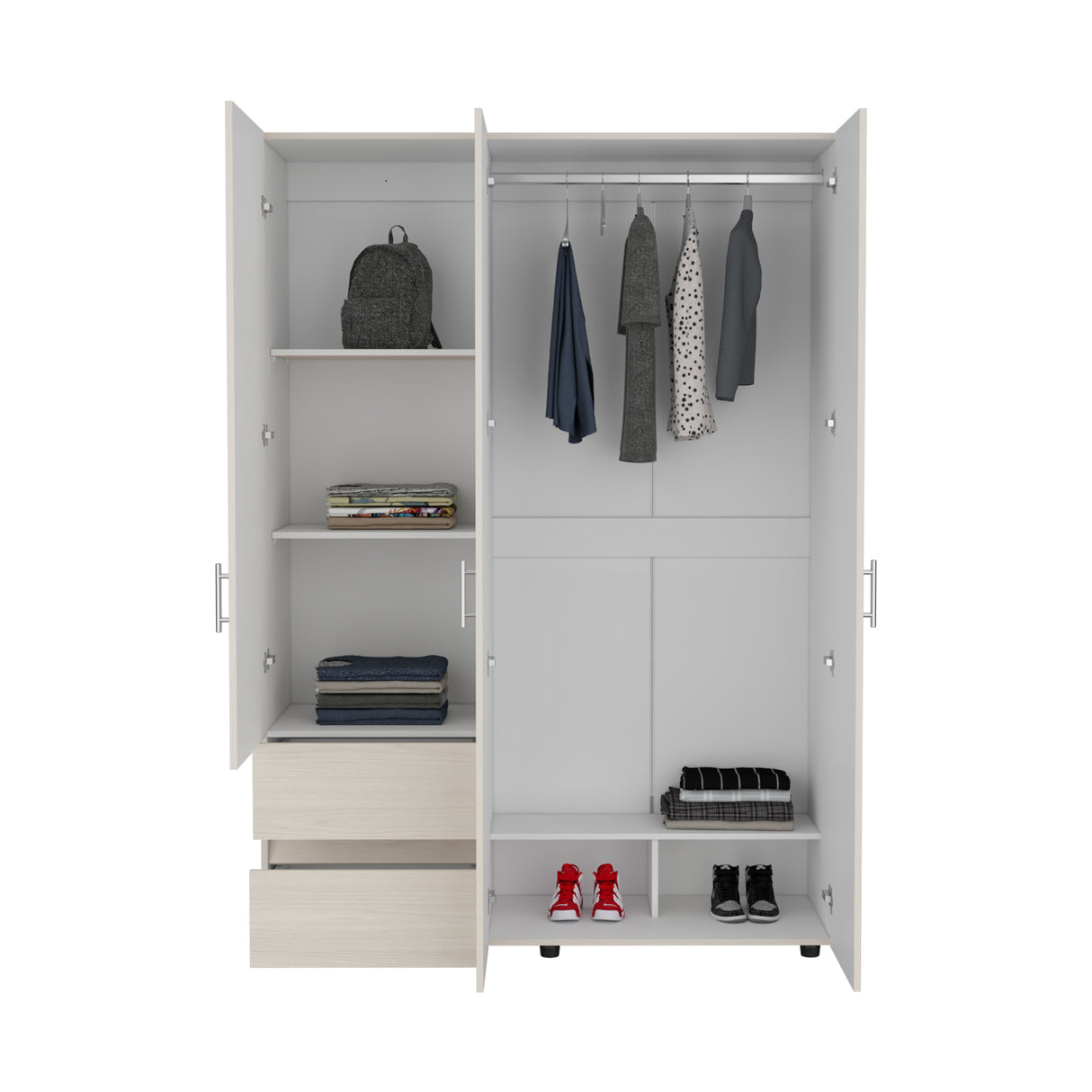 Closet Dassel Niebla y Blanco 140x200cm Con Dos Cajones y Dos Entrepaños - CLOSETS | Bylmo