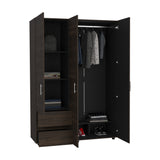 Closet Dassel Nogal y Wengue 140x200cm Con Dos Cajones y Dos Entrepaños - CLOSETS | Bylmo