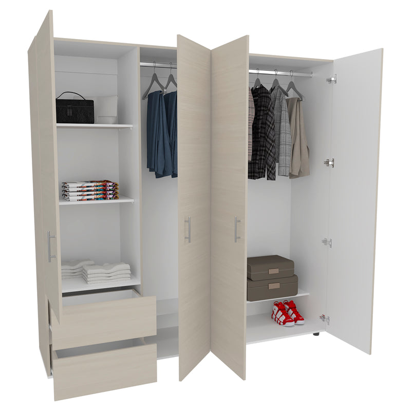 Closet Dassel Niebla Y Blanco 200x200cm Con Dos Cajones Y Tres Entrepaños