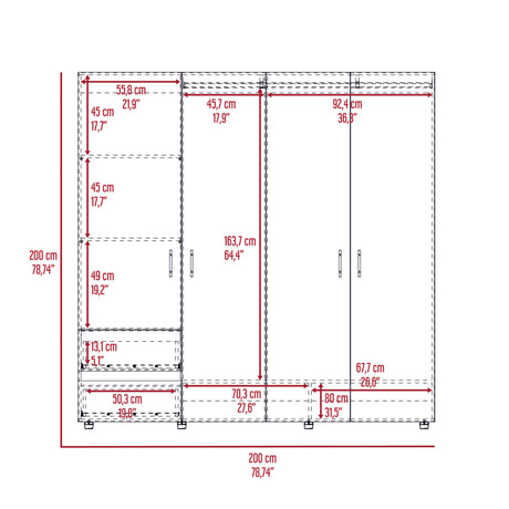Closet Dassel Niebla y Blanco 200x200cm Con Dos Cajones y Tres Entrepaños - CLOSETS | Bylmo