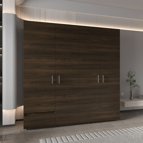 Closet Dassel Nogal y Wengue 200x200cm Con Dos Cajones y Tres Entrepaños - CLOSETS | Bylmo