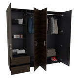 Closet Dassel Nogal y Wengue 200x200cm Con Dos Cajones y Tres Entrepaños - CLOSETS | Bylmo