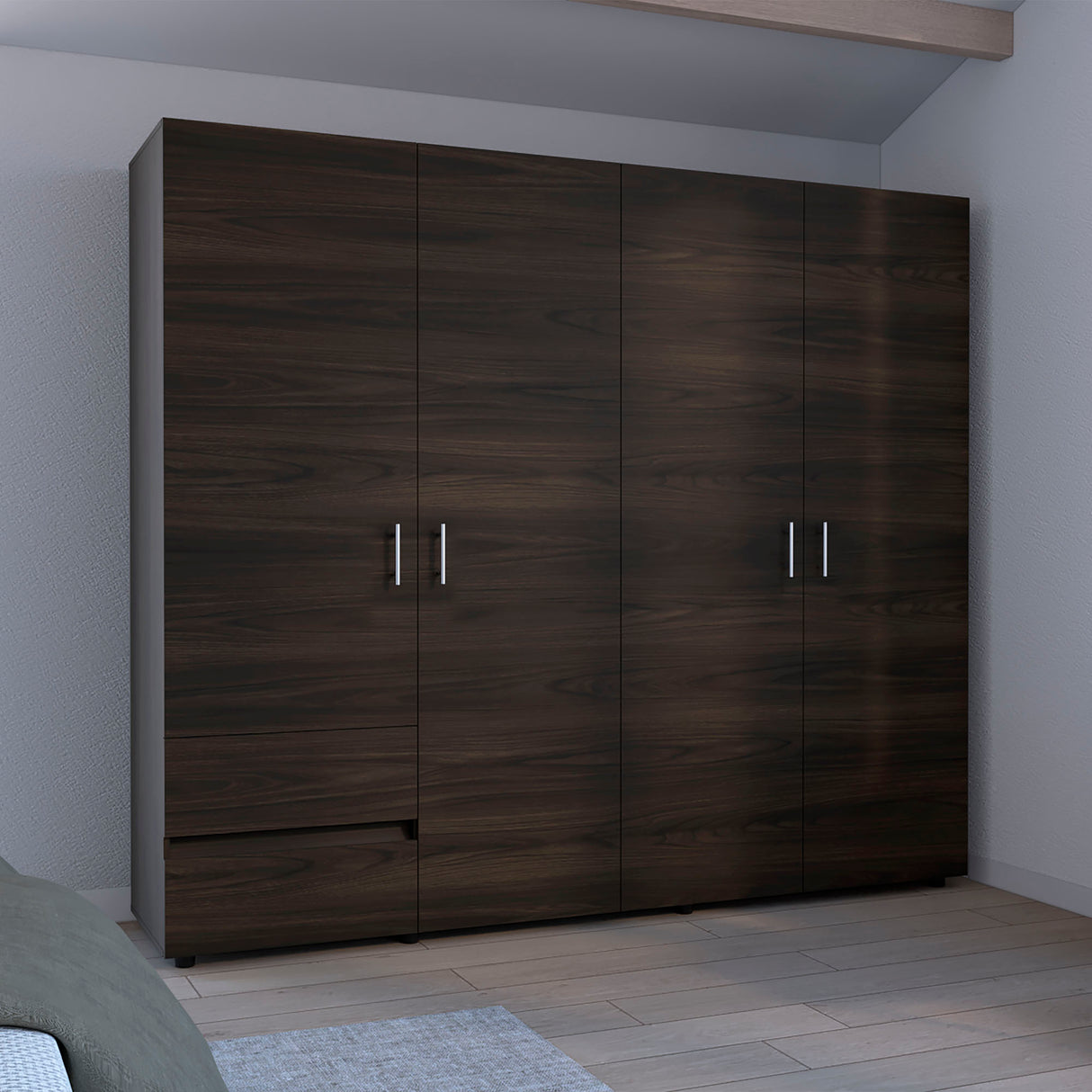 Closet Dassel Nogal y Wengue 230x200cm Con Dos Cajones y Tres Entrepaños - CLOSETS | Bylmo