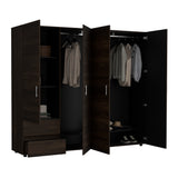 Closet Dassel Nogal y Wengue 230x200cm Con Dos Cajones y Tres Entrepaños - CLOSETS | Bylmo