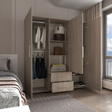 Closet Grayson Bardolino y Blanco 180x200cm Con Dos Cajones y Tres Entrepaños y Espejo - CLOSETS | Bylmo