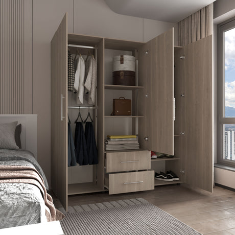 Closet Grayson Bardolino y Blanco 180x200cm Con Dos Cajones y Tres Entrepaños y Espejo - CLOSETS | Bylmo