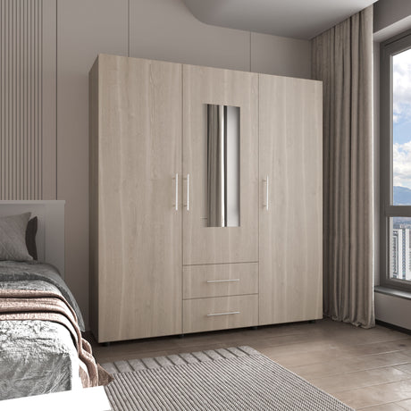 Closet Grayson Bardolino y Blanco 180x200cm Con Dos Cajones y Tres Entrepaños y Espejo - CLOSETS | Bylmo