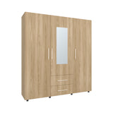 Closet Grayson Fresno Europeo y Wengue 180x200cm Con Dos Cajones y Tres Entrepaños y Espejo - CLOSETS | Bylmo