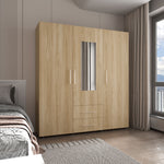 Closet Grayson Fresno Europeo Y Wengue 180x200cm Con Dos Cajones Y Tres Entrepaños Y Espejo