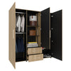 Closet Grayson Fresno Europeo Y Wengue 180x200cm Con Dos Cajones Y Tres Entrepaños Y Espejo