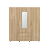 Closet Grayson Fresno Europeo y Wengue 180x200cm Con Dos Cajones y Tres Entrepaños y Espejo - CLOSETS | Bylmo