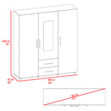 Closet Grayson Fresno Europeo y Wengue 180x200cm Con Dos Cajones y Tres Entrepaños y Espejo - CLOSETS | Bylmo
