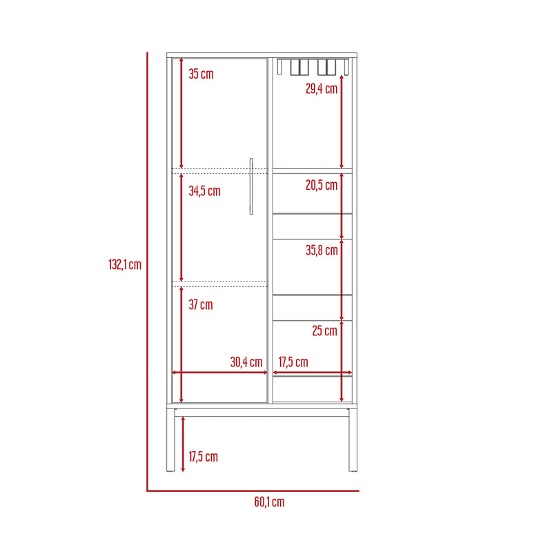 Bar Soho Bellota 60.1x132.1cm Con Tres Portabotellas