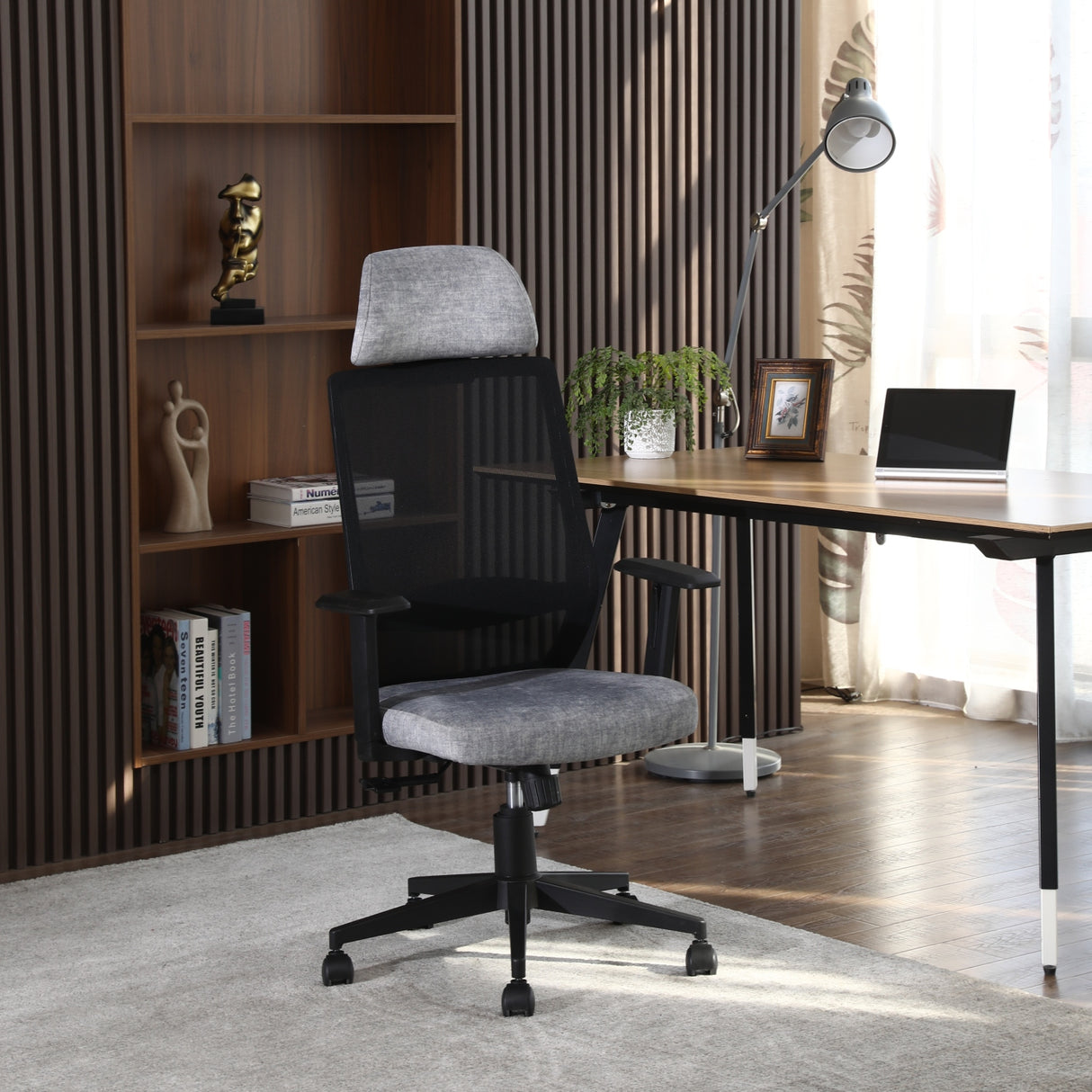 Silla Gerencial Snake Negro y Gris Claro 67x118cm Con Espaldar y Apoyacabezas - SILLAS DE OFICINA | Bylmo