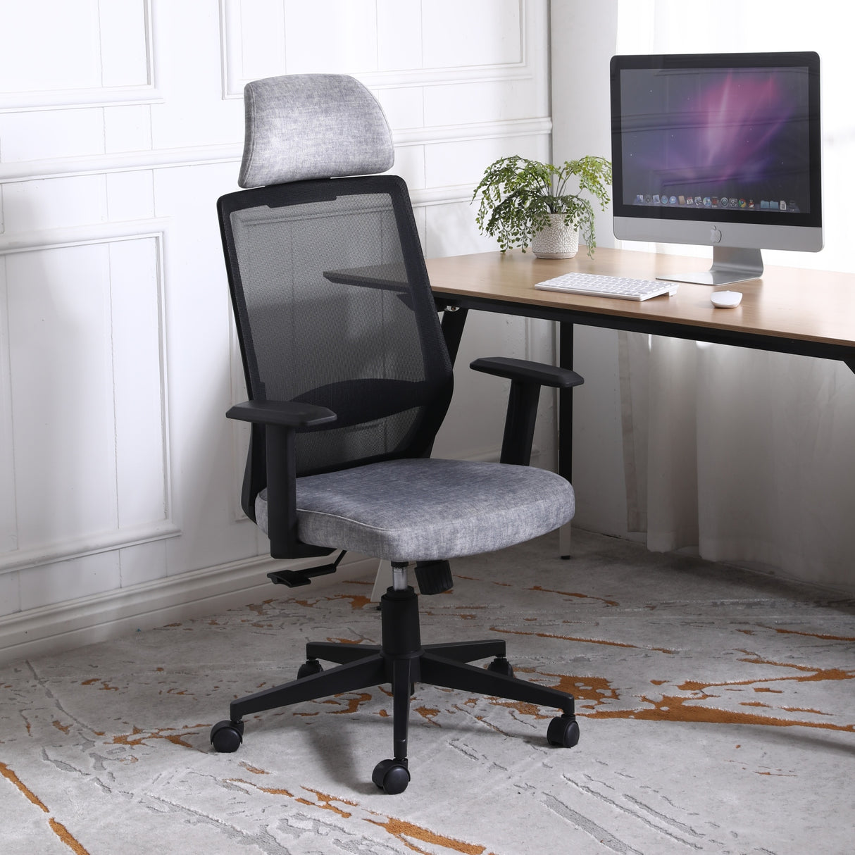 Silla Gerencial Snake Negro y Gris Claro 67x118cm Con Espaldar y Apoyacabezas - SILLAS DE OFICINA | Bylmo