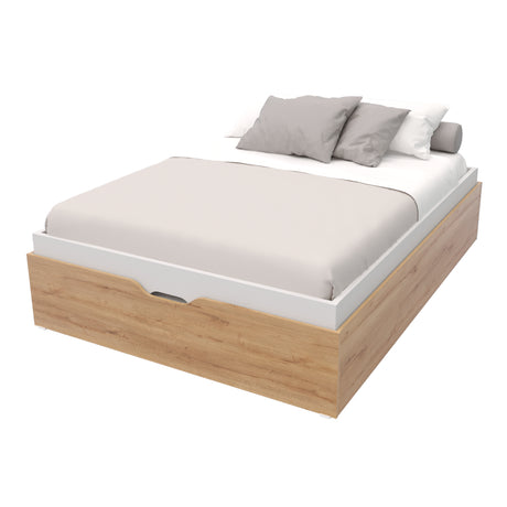 Cama Baúl Emily Duna y Blanco 150x45cm Para Colchón Doble 140 X 200 CM - CAMAS | Bylmo