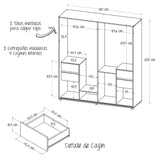 Closet Berlin Niebla y Blanco 180x200cm Con Cuatro Cajones y Dos Entrepaños - CLOSETS | Bylmo