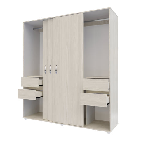 Closet Berlin Niebla y Blanco 180x200cm Con Cuatro Cajones y Dos Entrepaños - CLOSETS | Bylmo