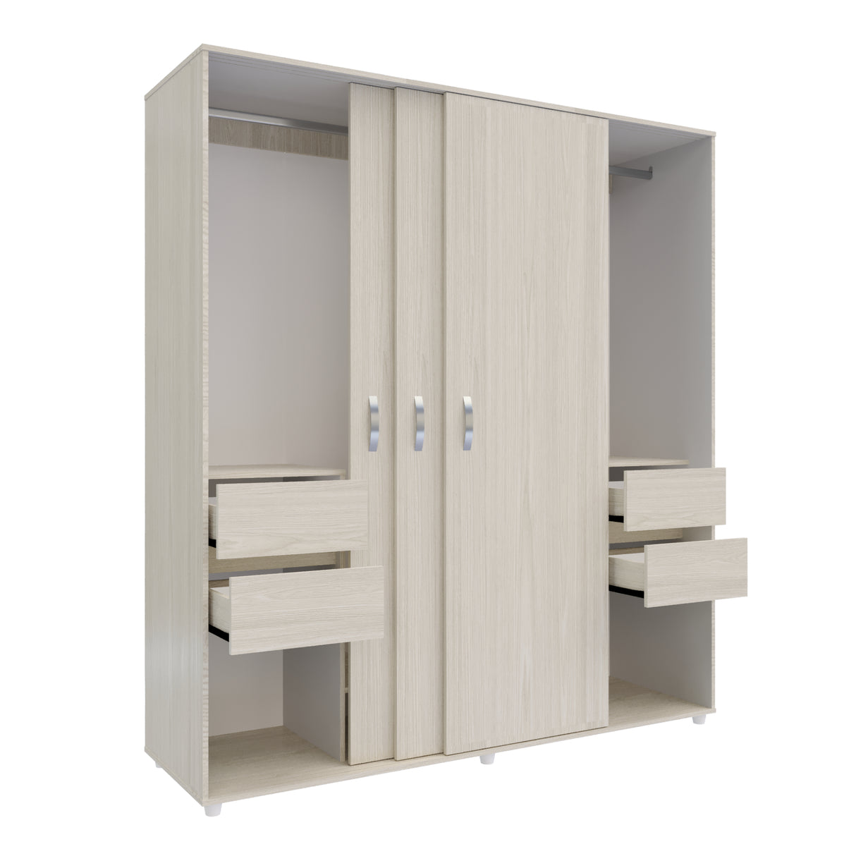 Closet Berlin Niebla y Blanco 180x200cm Con Cuatro Cajones y Dos Entrepaños - CLOSETS | Bylmo