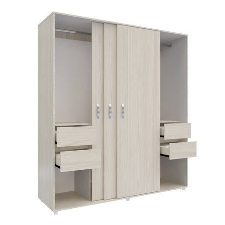 Closet Berlin Niebla y Blanco 180x200cm Con Cuatro Cajones y Dos Entrepaños - CLOSETS | Bylmo