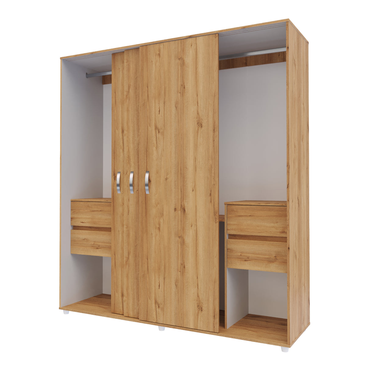 Closet Berlin Duna y Blanco 180x200cm Con Cuatro Cajones y Dos Entrepaños - CLOSETS | Bylmo