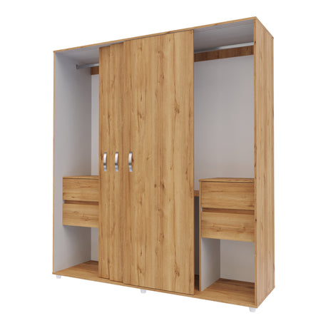 Closet Berlin Duna y Blanco 180x200cm Con Cuatro Cajones y Dos Entrepaños - CLOSETS | Bylmo