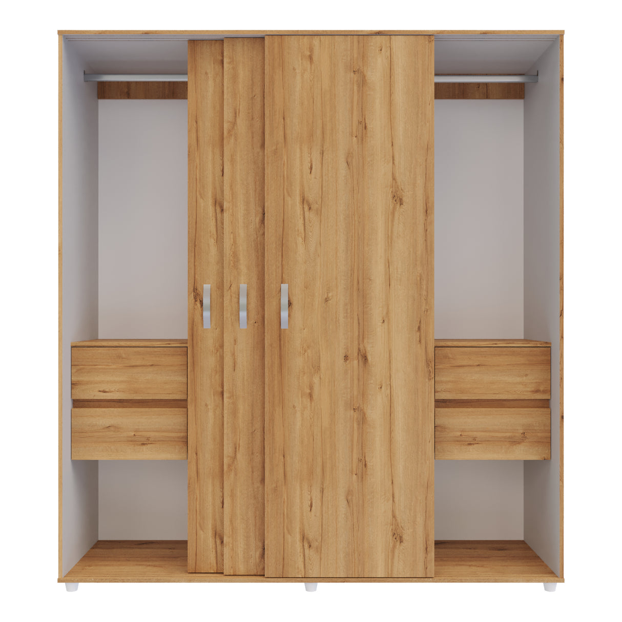 Closet Berlin Duna y Blanco 180x200cm Con Cuatro Cajones y Dos Entrepaños - CLOSETS | Bylmo