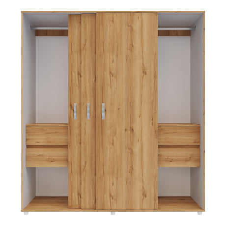 Closet Berlin Duna y Blanco 180x200cm Con Cuatro Cajones y Dos Entrepaños - CLOSETS | Bylmo