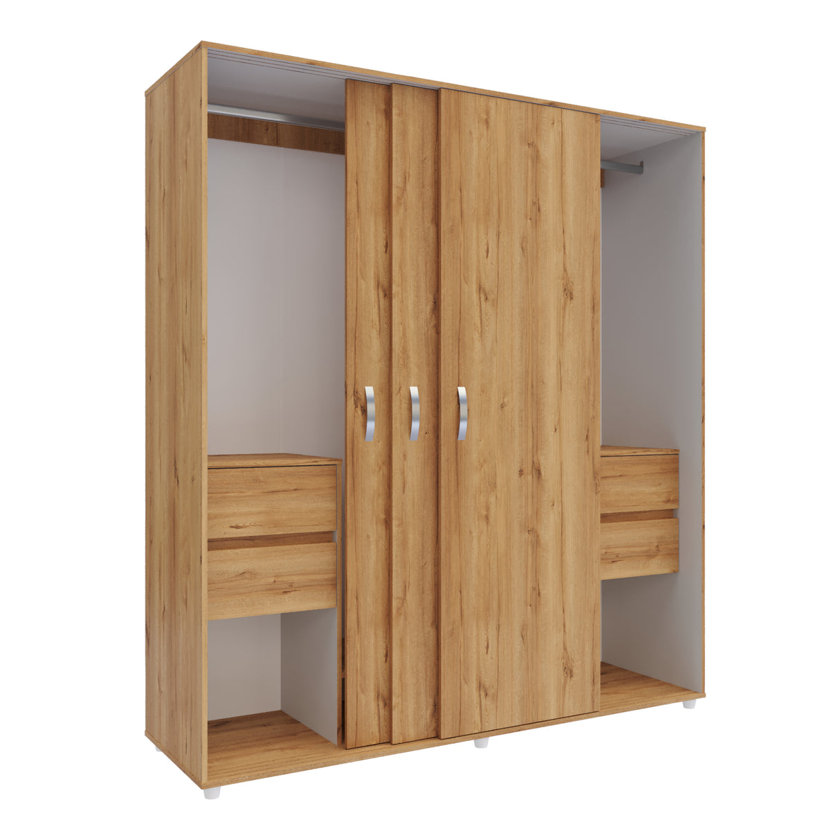 Closet Berlin Duna y Blanco 180x200cm Con Cuatro Cajones y Dos Entrepaños - CLOSETS | Bylmo