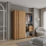 Closet Berlin Duna y Blanco 180x200cm Con Cuatro Cajones y Dos Entrepaños - CLOSETS | Bylmo