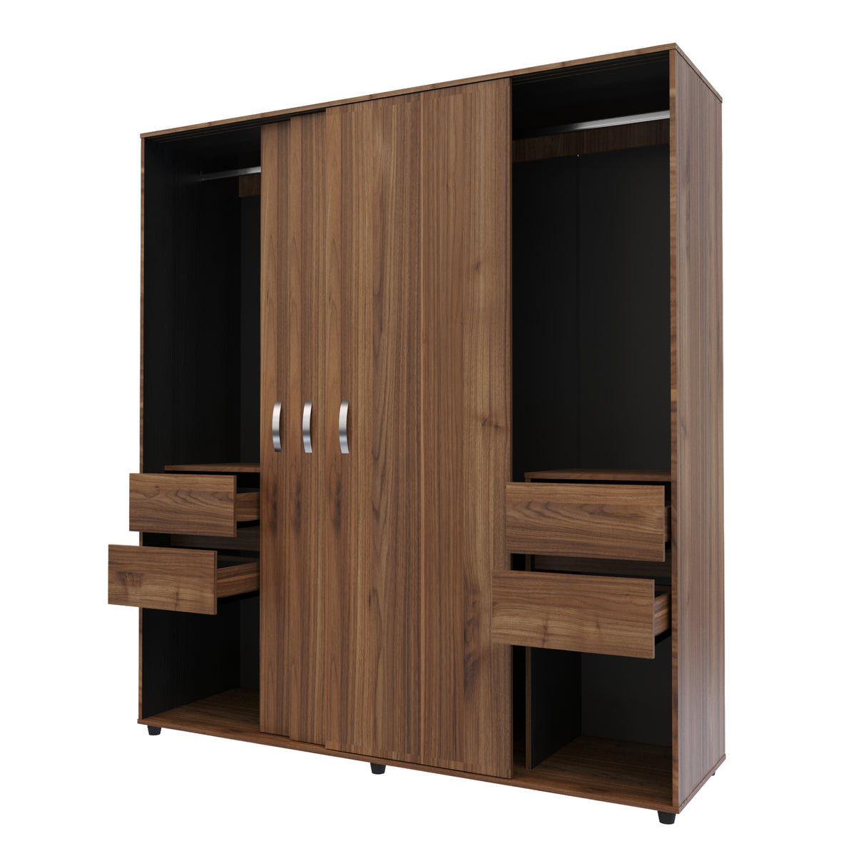 Closet Berlin Gales y Wengue 180x200cm Con Cuatro Cajones y Dos Entrepaños - CLOSETS | Bylmo