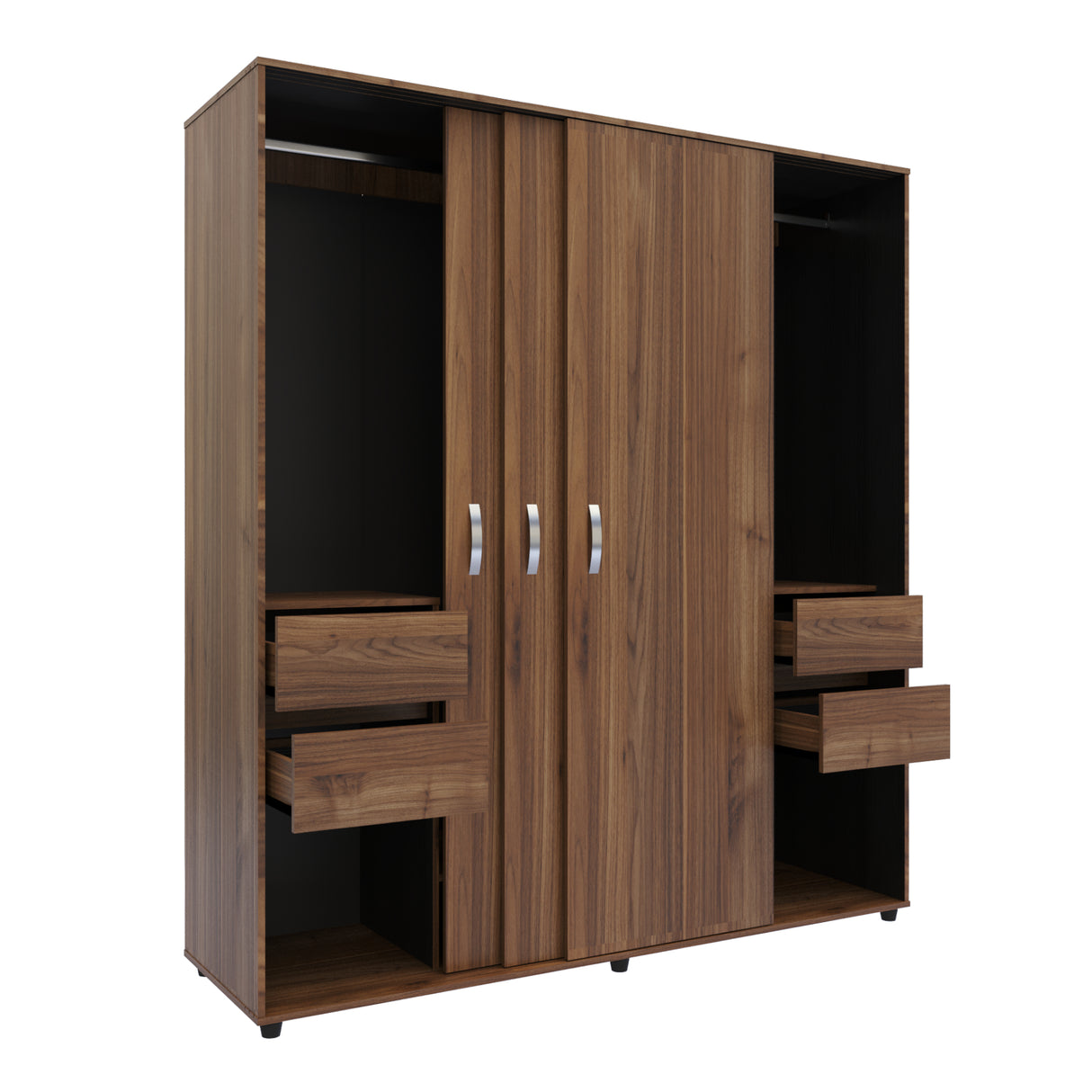 Closet Berlin Gales y Wengue 180x200cm Con Cuatro Cajones y Dos Entrepaños - CLOSETS | Bylmo