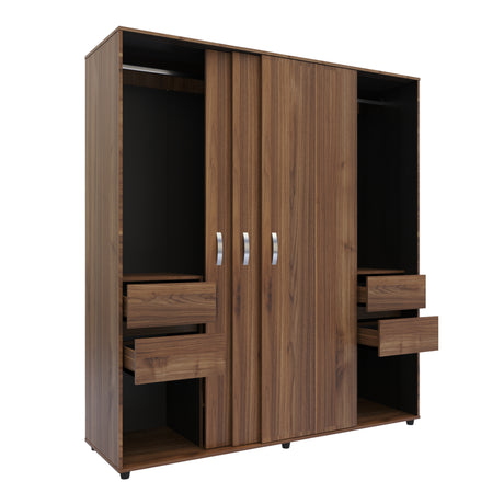 Closet Berlin Gales y Wengue 180x200cm Con Cuatro Cajones y Dos Entrepaños - CLOSETS | Bylmo