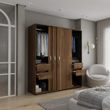 Closet Berlin Gales y Wengue 180x200cm Con Cuatro Cajones y Dos Entrepaños - CLOSETS | Bylmo